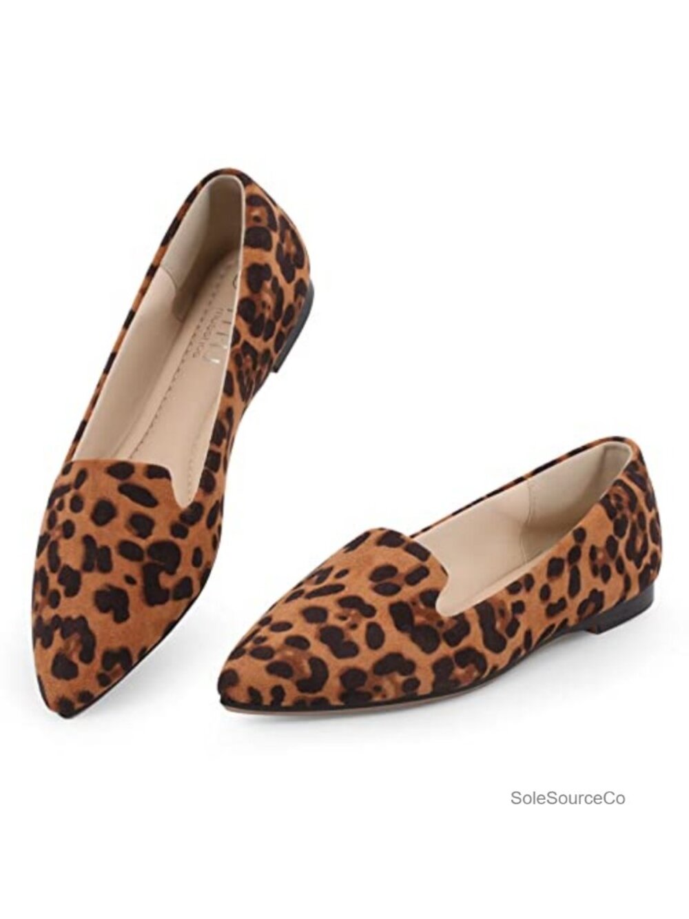 MUSSHOE Women's Pointed Toe Suede Slip On Flats Memory Foam Work Shoes